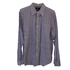 Men’s AMERICAN LIVING 100% Cotton Button Down Shirt XL Purple & White Striped